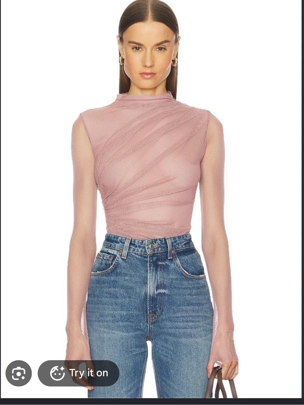 Editorialist! Free People Petals Mesh Bodysuit in Dusty Mauve Petal Pink